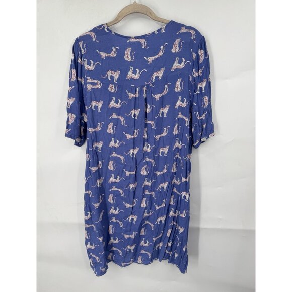 Michelle McDowell Leopard Novelty Animal Dress Women Large Periwinkle Retro - Picture 2 of 6